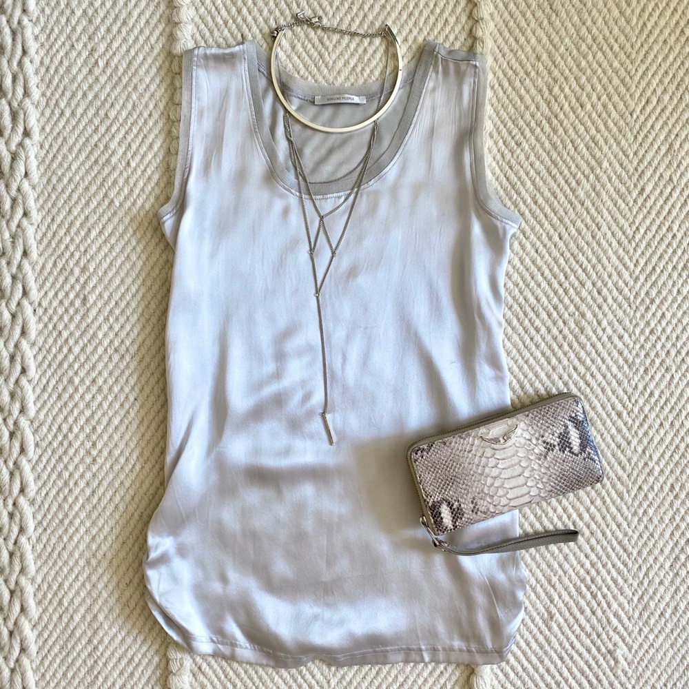 Genuine People Silver Silk Top